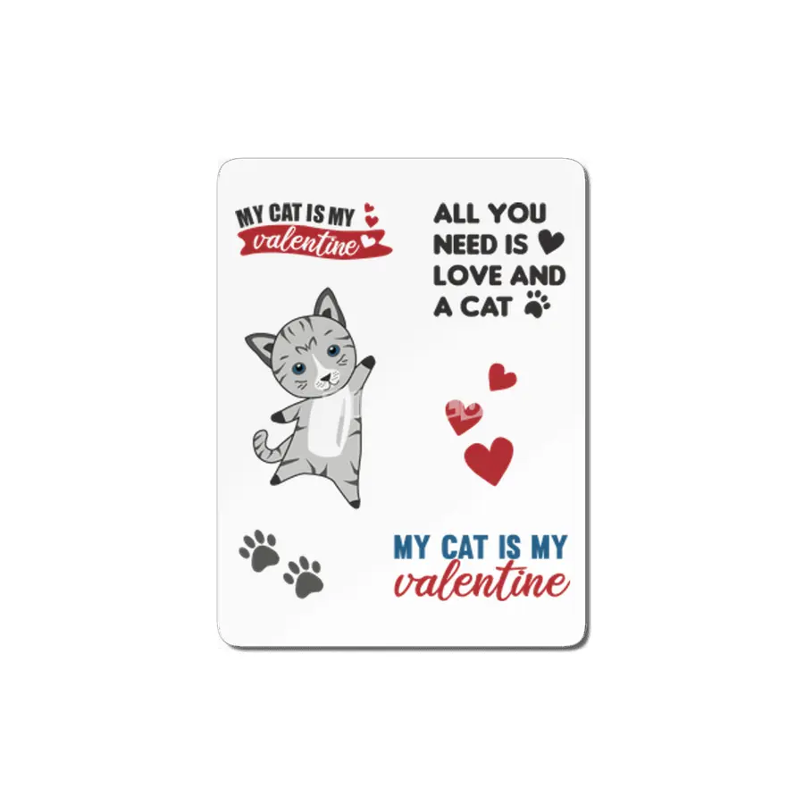 Cats Sticker Set My Cat Is My Valentine Light Gray MDF Tablo