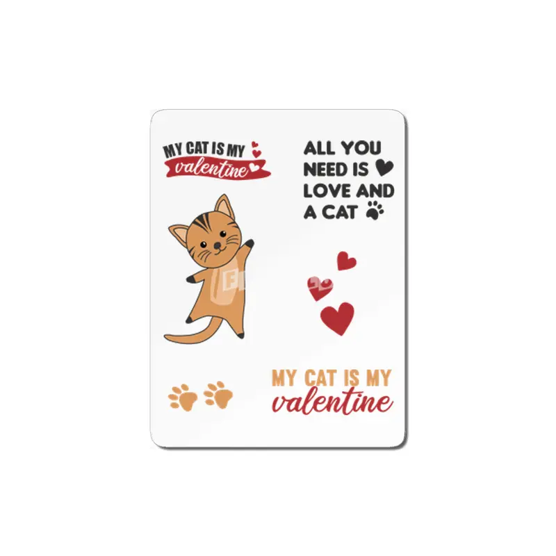 Cats Sticker Set My Cat Is My Valentine Red Heart MDF Tablo