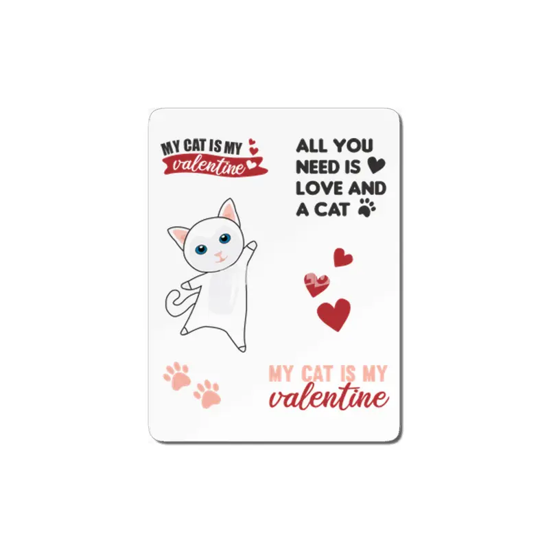 Cats Sticker Set My Cat Is My Valentine White MDF Tablo