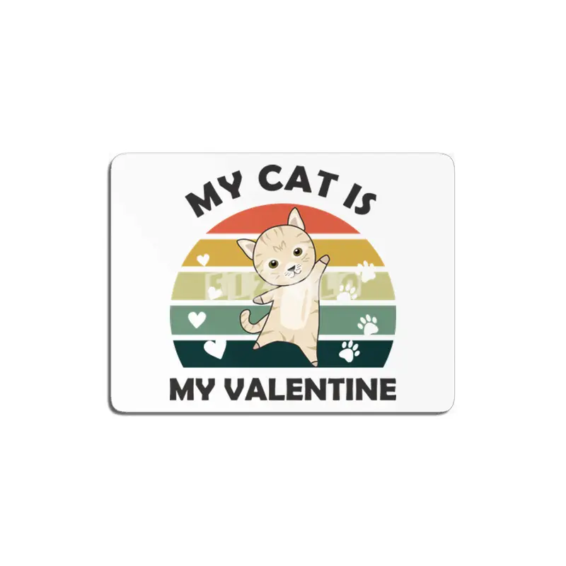 My Cat Is My Valentine Beige Cat Heart Vintage MDF Tablo