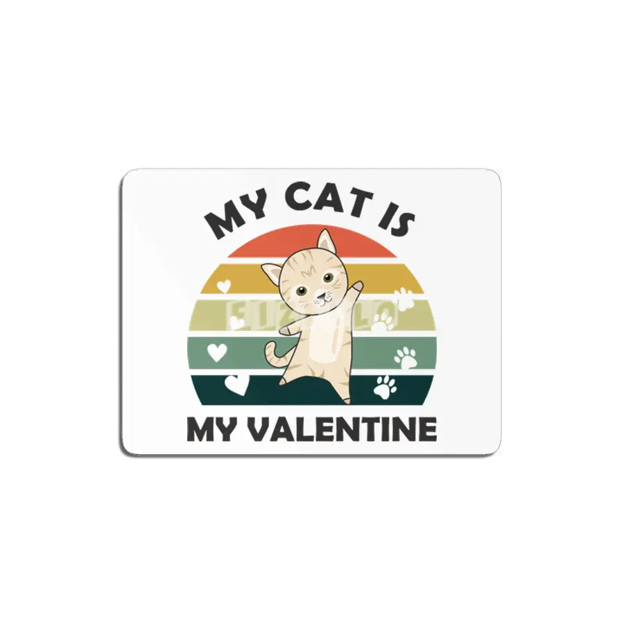 My Cat Is My Valentine Beige Cat Heart Vintage MDF Tablo