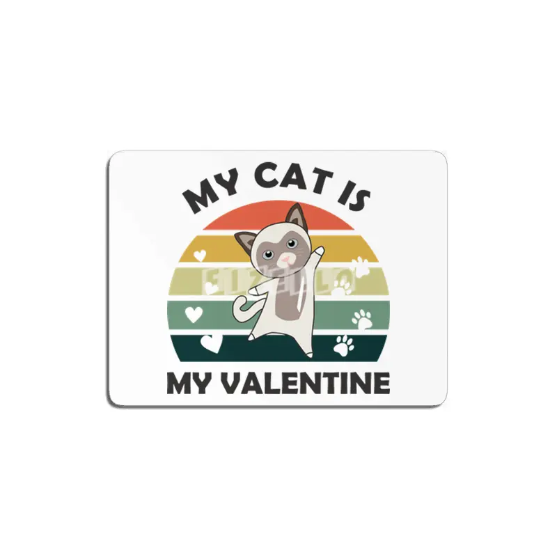 My Cat Is My Valentine Beige Cat Heart Vintage MDF Tablo