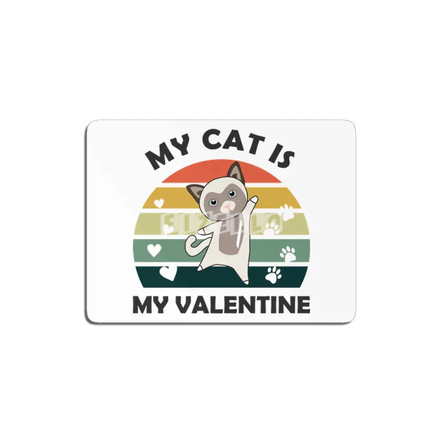 My Cat Is My Valentine Beige Cat Heart Vintage MDF Tablo