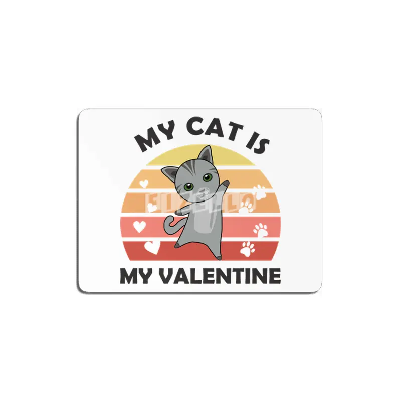 My Cat Is My Valentine Cat Heart Gray Vintage MDF Tablo