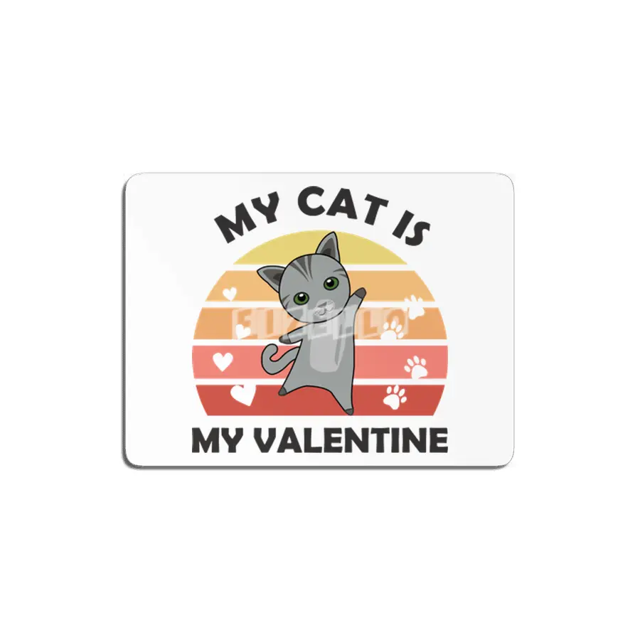 My Cat Is My Valentine Cat Heart Gray Vintage MDF Tablo