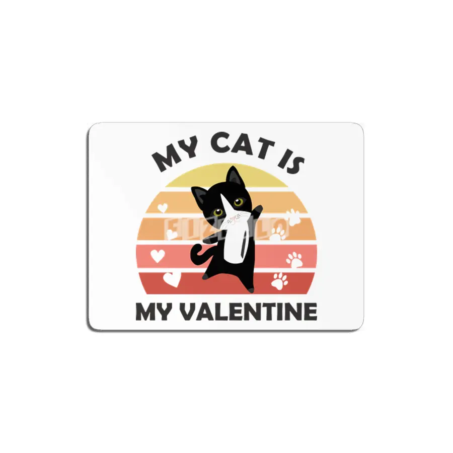My Cat Is My Valentine Cats Black Heart Vintage MDF Tablo