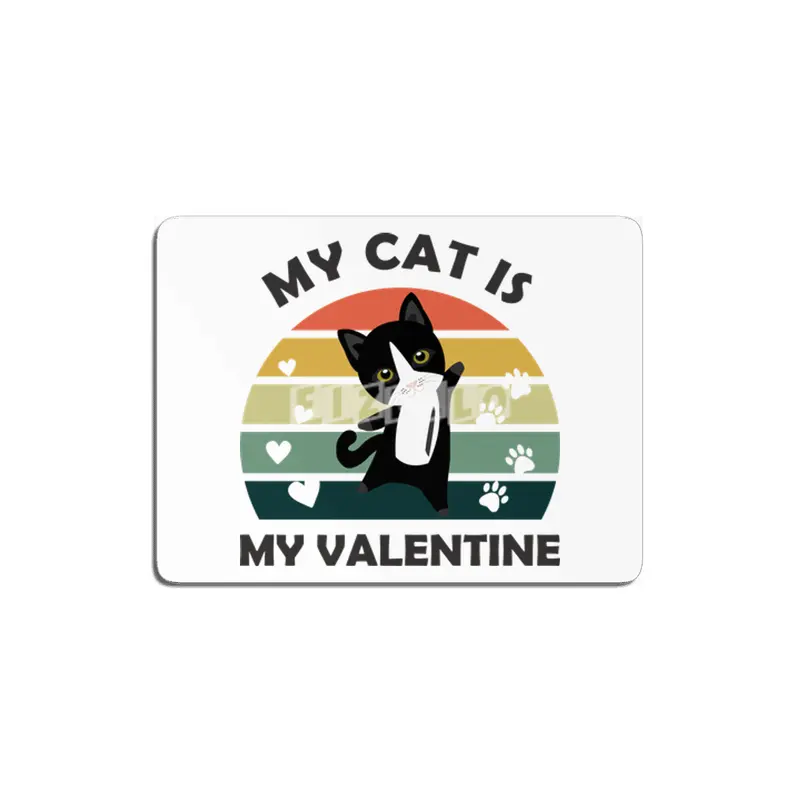 My Cat Is My Valentine Cute Black Cats Heart MDF Tablo