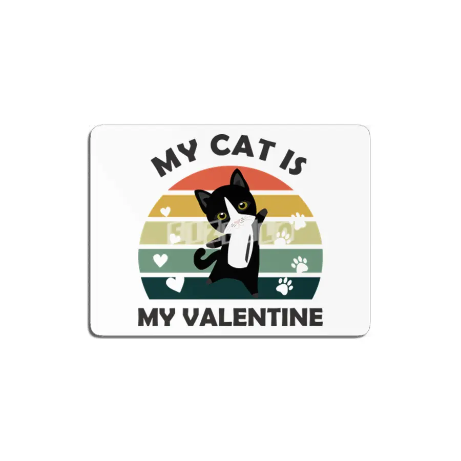 My Cat Is My Valentine Cute Black Cats Heart MDF Tablo