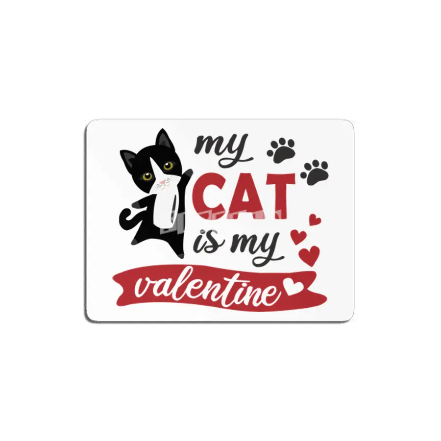 My Cat Is My Valentine Cute Black Cats Heart MDF Tablo