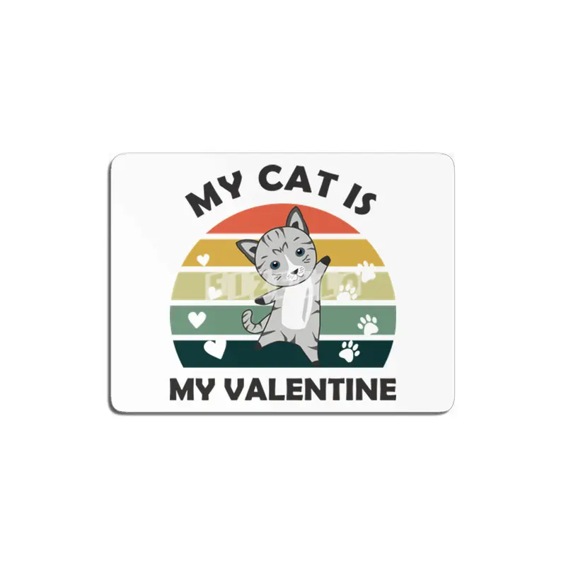 My Cat Is My Valentine Cute Cat Heart Vintage MDF Tablo