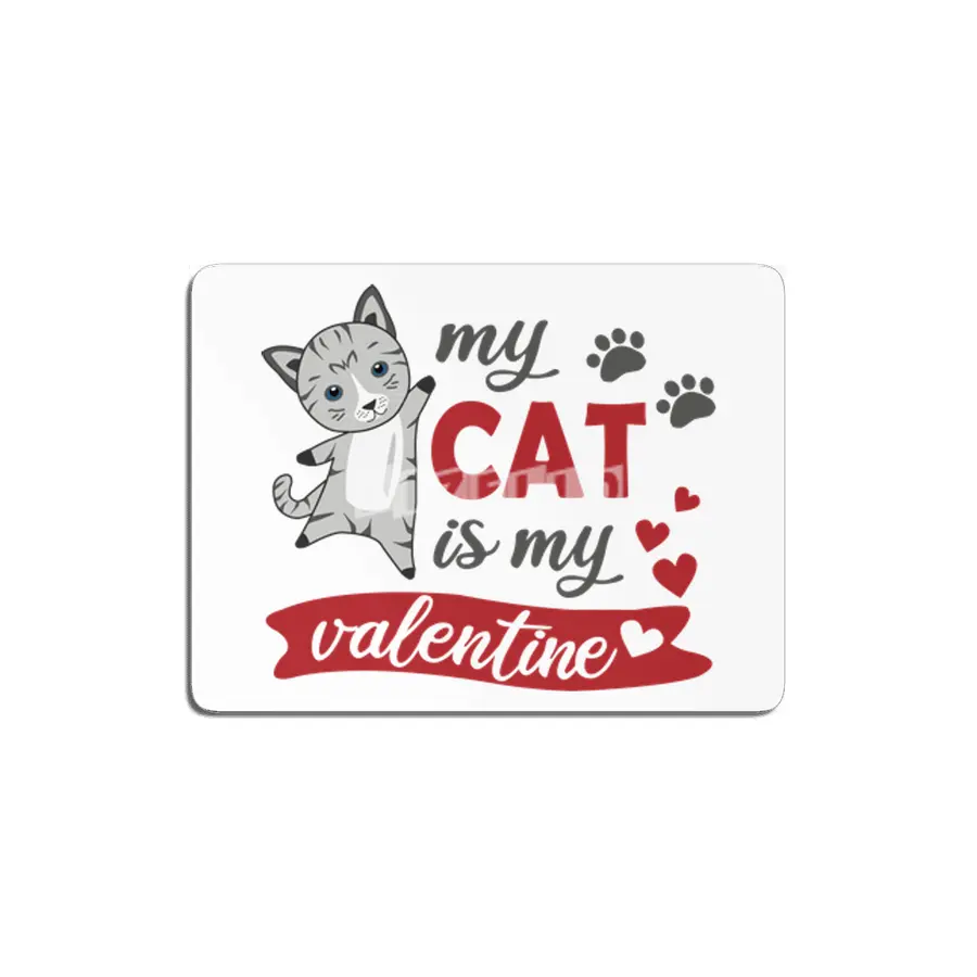My Cat Is My Valentine Cute Cats Heart Gray Red MDF Tablo