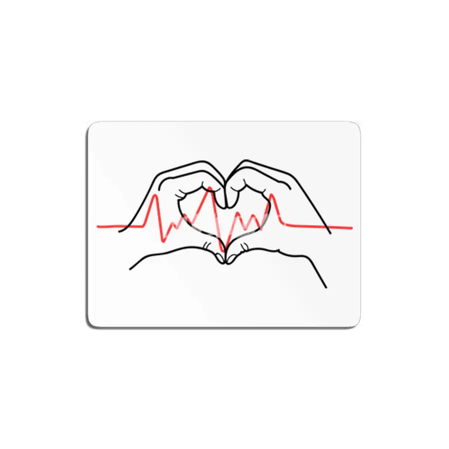 Heartbeat Design: Two Hands Forming a Heart with Fingers MDF Tablo