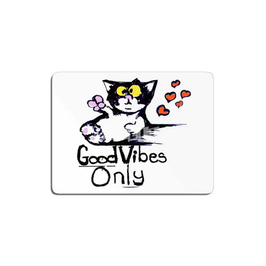 Fluffy cat wishes Good Vibes Only MDF Tablo