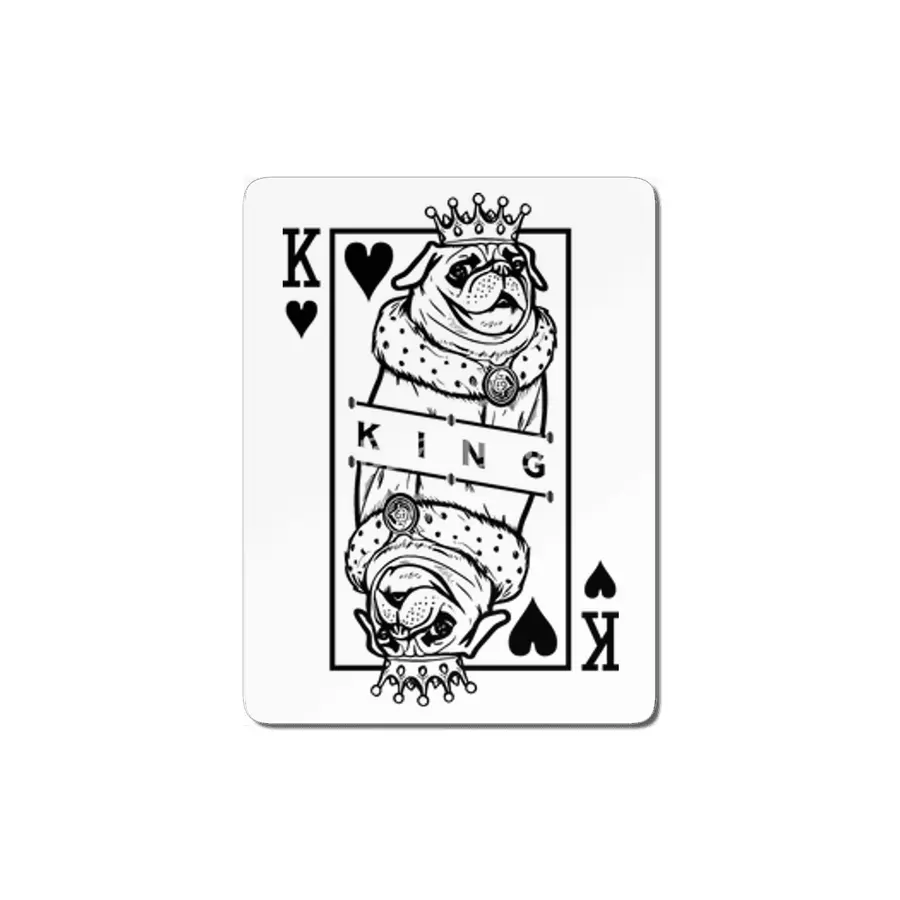 Funny Pug King Of Hearts Dog Lover Playing Card Pop Art MDF Tablo