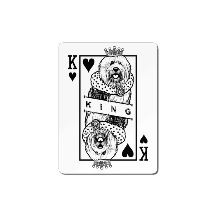 Old English Sheepdog King Of Hearts Funny Dog Card Pop Art MDF Tablo