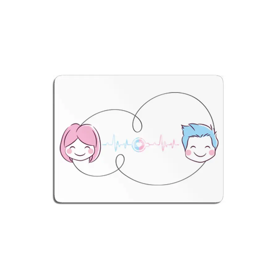 Love Couple Heart - You and Me - Cartoon Art Design MDF Tablo