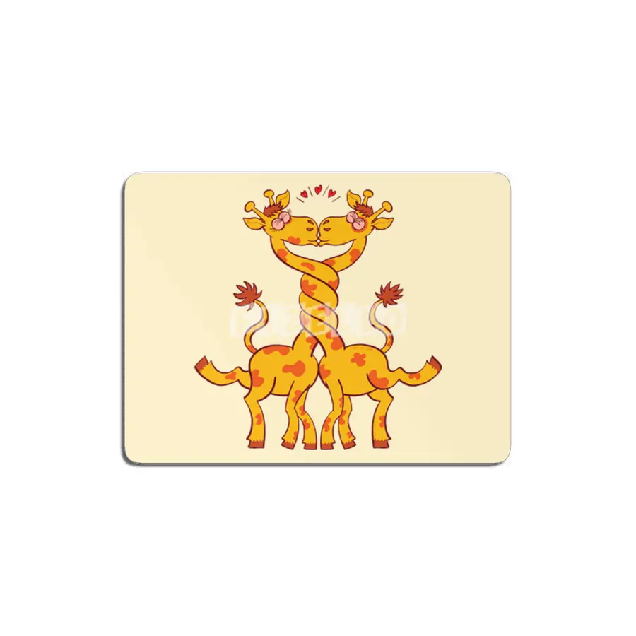 Sweet couple of giraffes in love intertwining necks and kissing MDF Tablo