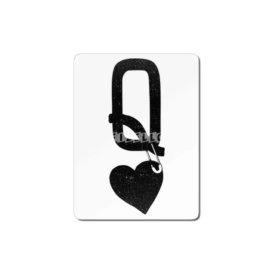 Queen Of Hearts Poker Black MDF Tablo