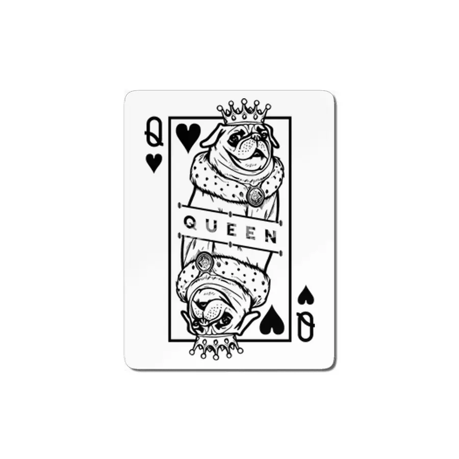 Funny Pug Queen Of Hearts Dog Lover Playing Card Pop Art MDF Tablo
