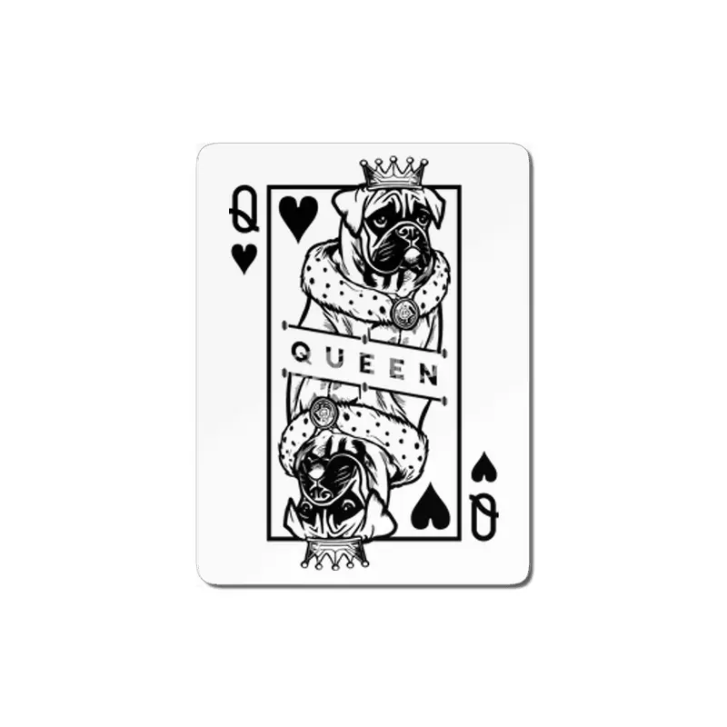 German Boxer Queen Of Hearts Funny Dog Playing Card Pop Art MDF Tablo