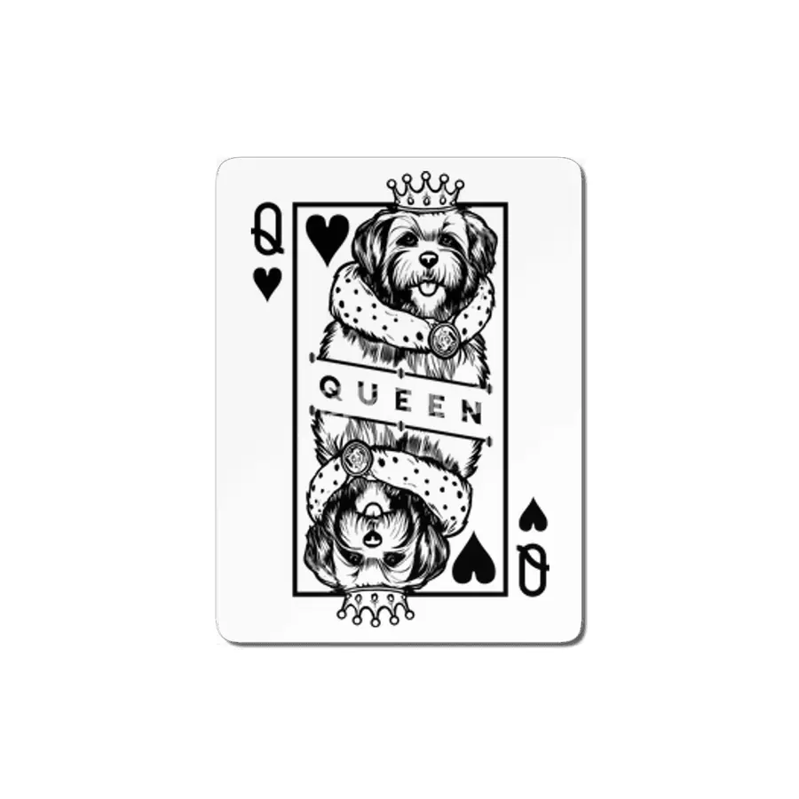 Havanese Queen Of Hearts Funny Dog Playing Card Pop Art MDF Tablo
