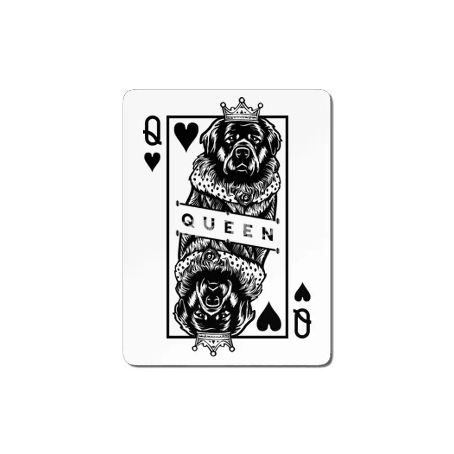 Newfoundland Queen Of Hearts Funny Dog Playing Card Pop Art MDF Tablo