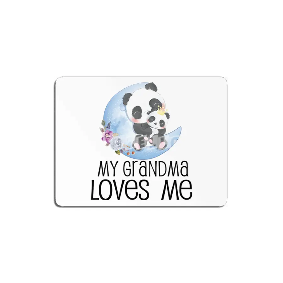 Baby Shower Gift My Grandma Loves Me Panda Floral Moon MDF Tablo