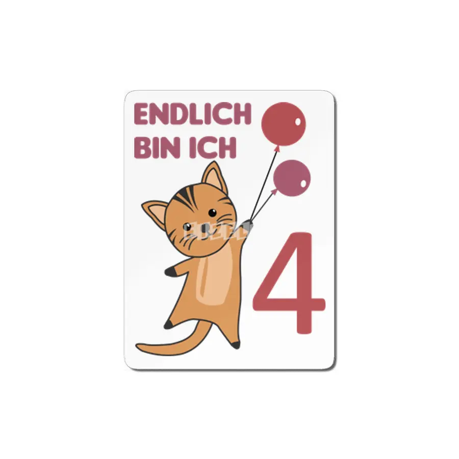 Cat 4th Birthday For Kids 4 Years Old Purple MDF Tablo