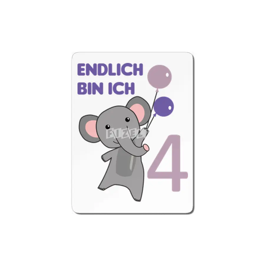 Elephant 4th Birthday For Kids 4 Years Old Purple MDF Tablo