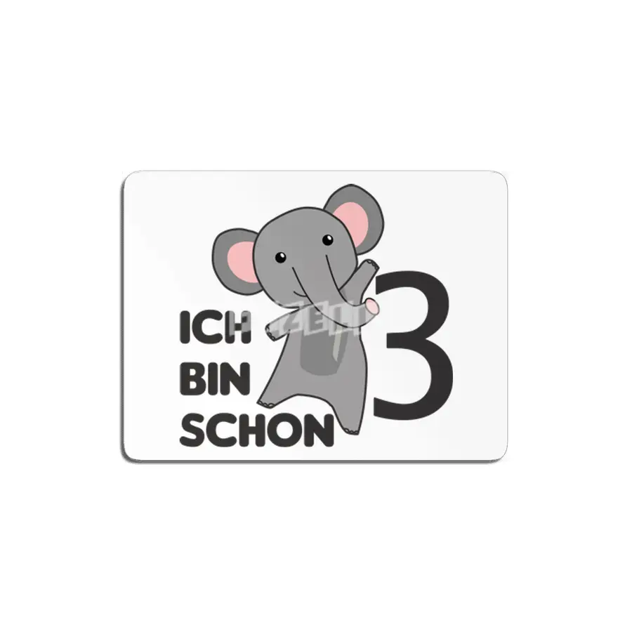 Elephant Three Years Old Birthday child MDF Tablo