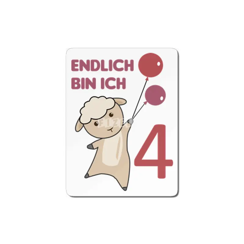 Sheep 4th Birthday For Kids 4 Years Old Red MDF Tablo