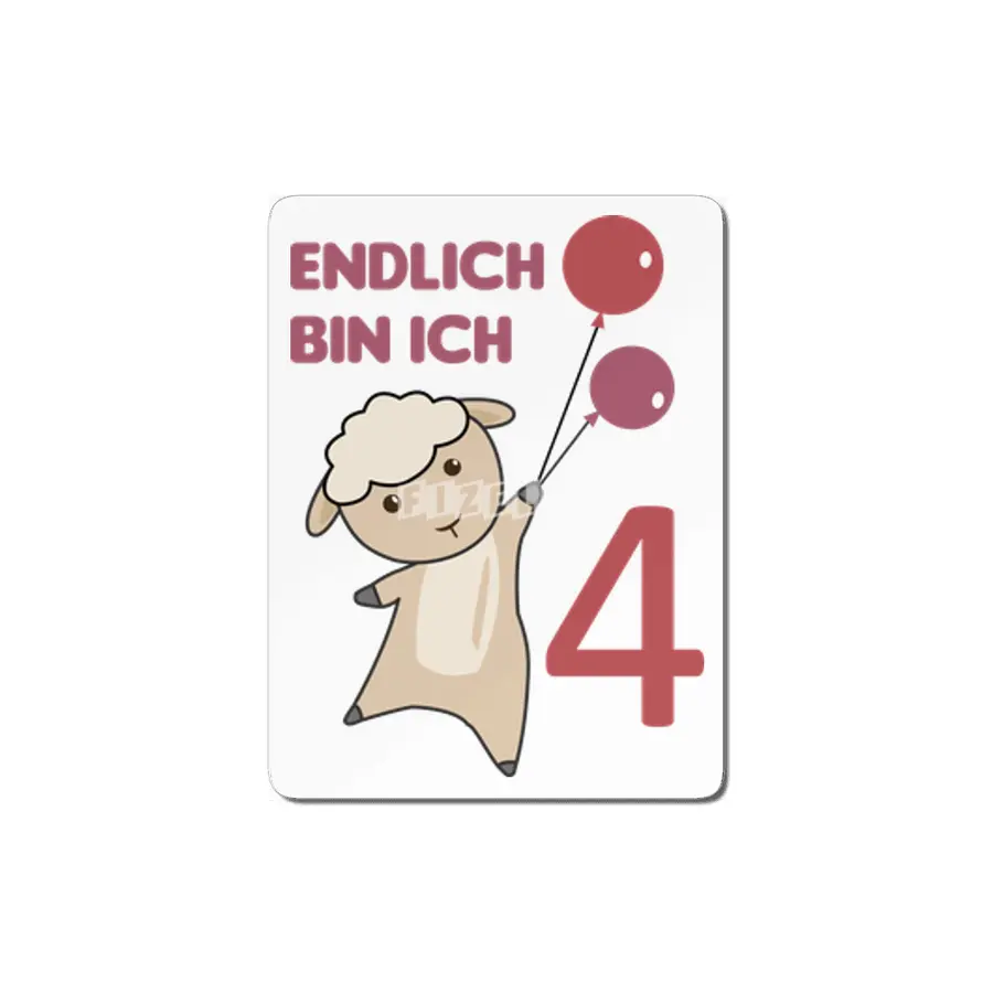 Sheep 4th Birthday For Kids 4 Years Old Red MDF Tablo