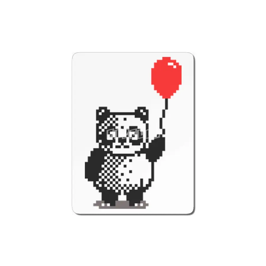 Cute panda with a red balloon - pixel art MDF Tablo
