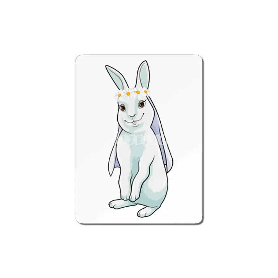 Bunny as Bride with Wreath of flowers MDF Tablo