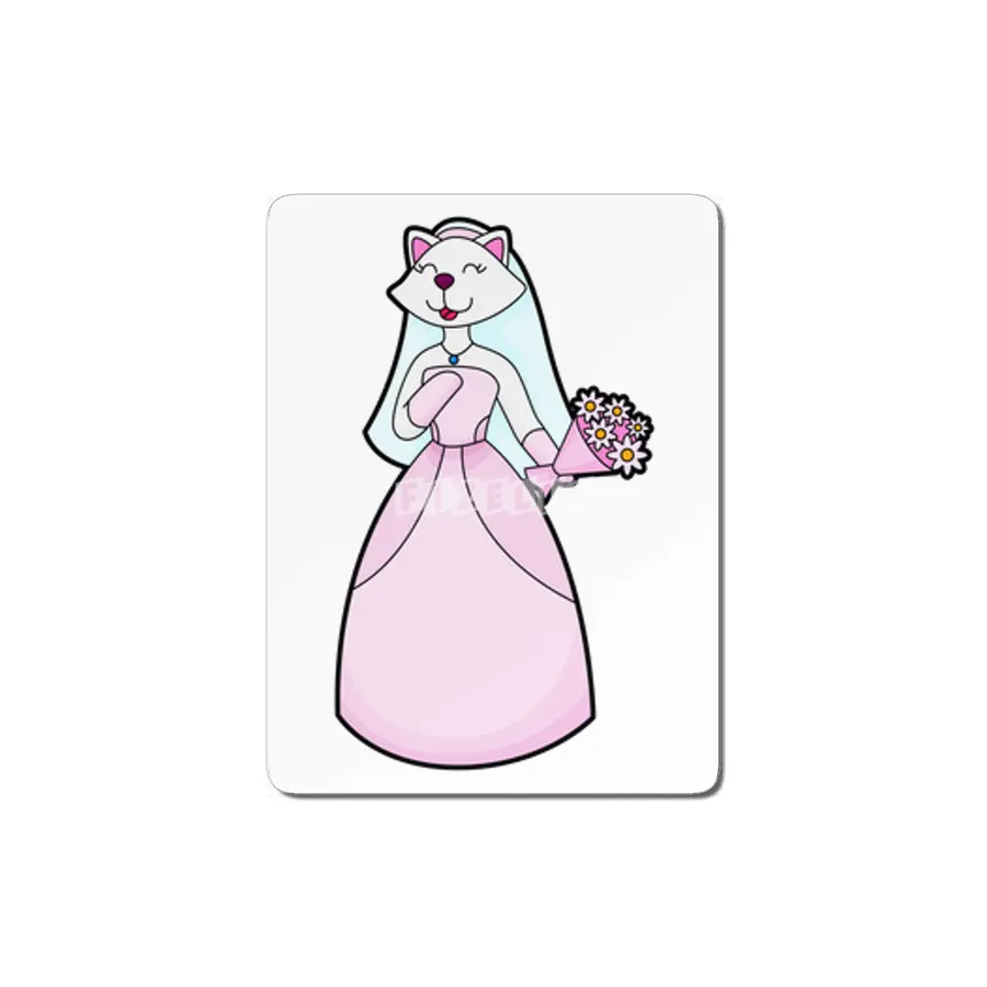 Cat as Bride with Bunch of Flowers MDF Tablo