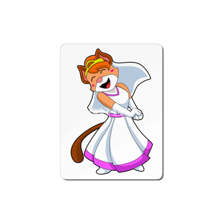 Cat as Bride with Wedding dress & Crown MDF Tablo