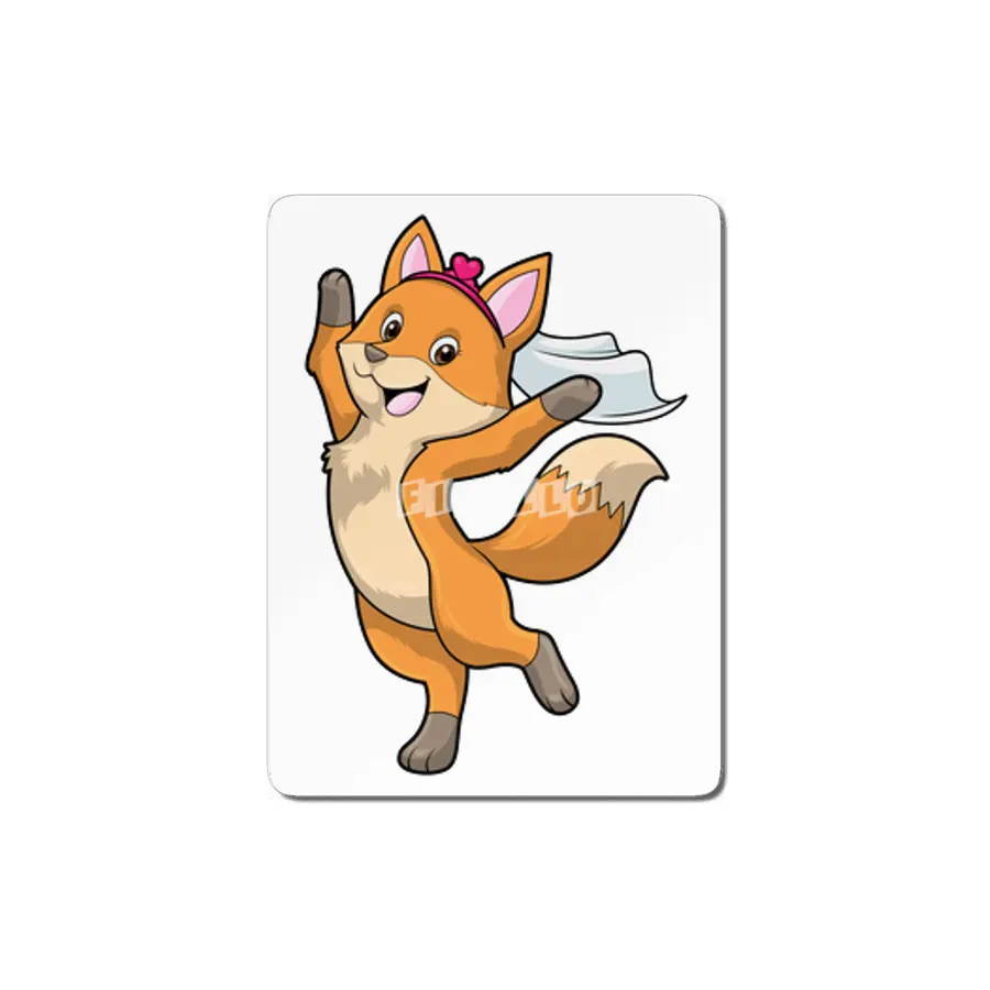 Fox as Bride with Veil & Heart MDF Tablo