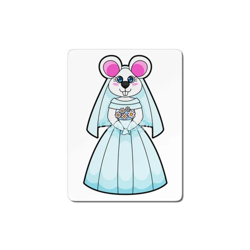 Mouse as Bride with Bunch of flowers MDF Tablo