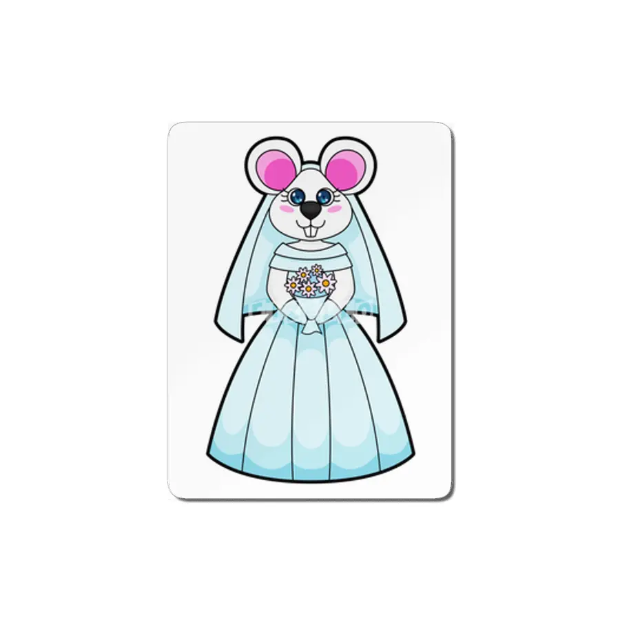 Mouse as Bride with Bunch of flowers MDF Tablo