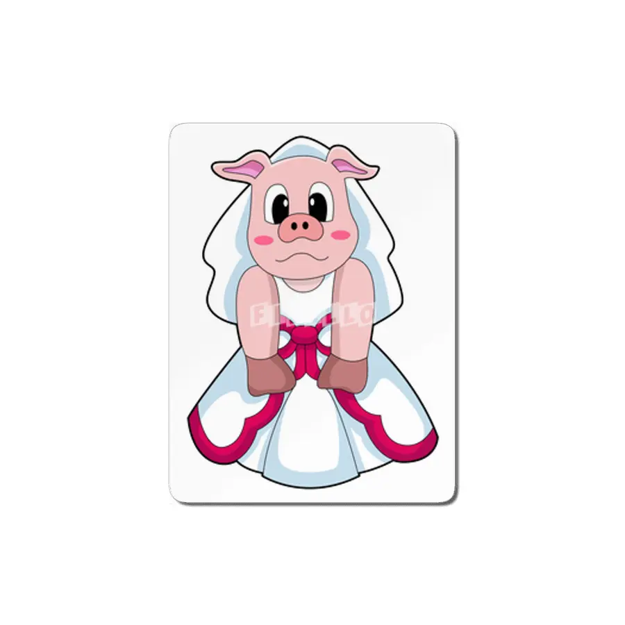 Pig as Bride with Wedding dress MDF Tablo