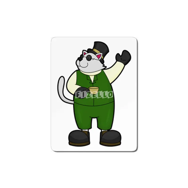 Cat as Groom with Coffee & Hat MDF Tablo