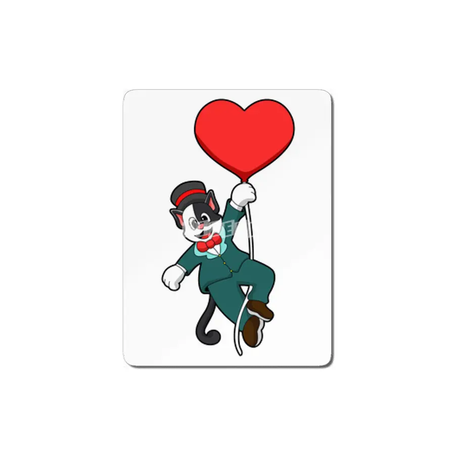 Cat as Groom with Heart Balloon MDF Tablo