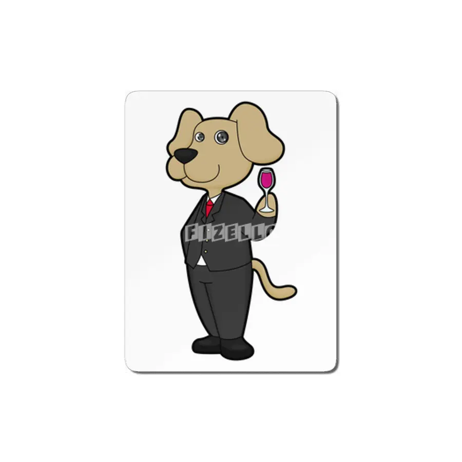 Dog as Groom with Glass of Red wine MDF Tablo