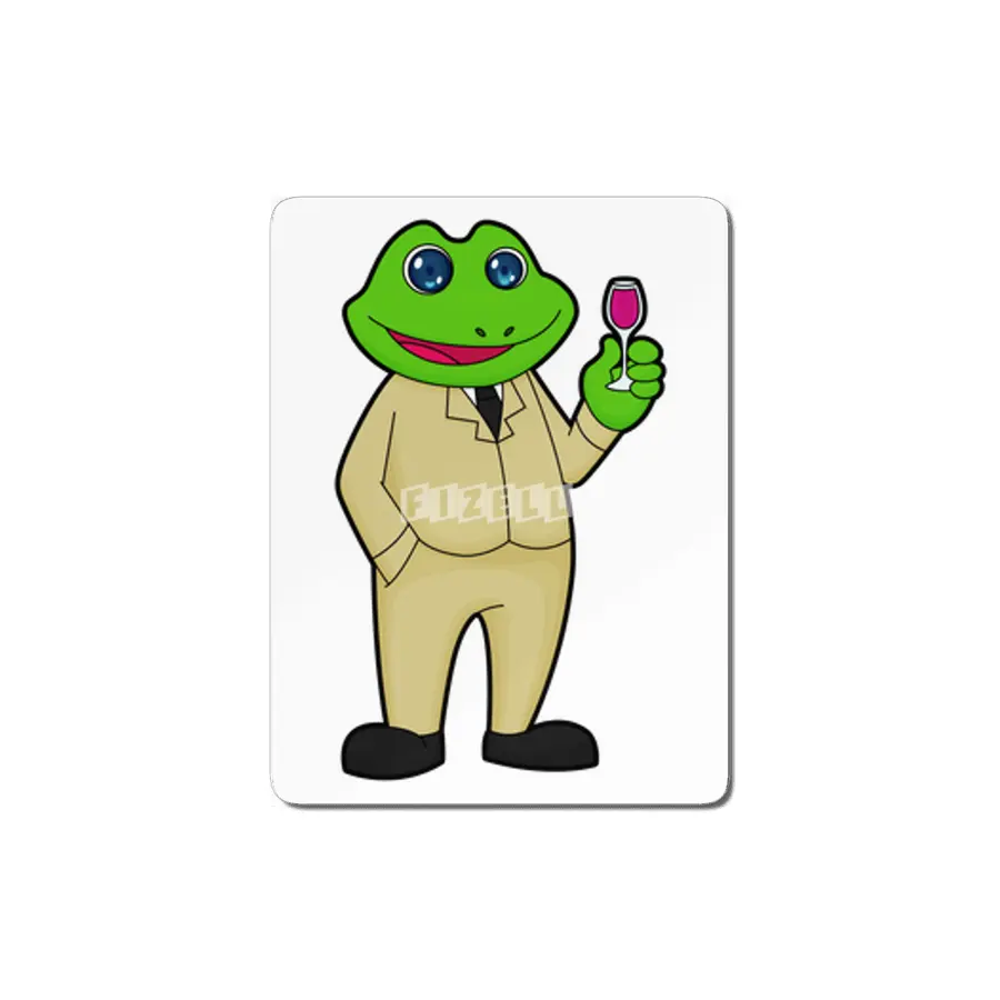 Frog as Groom with Glass of Red wine MDF Tablo