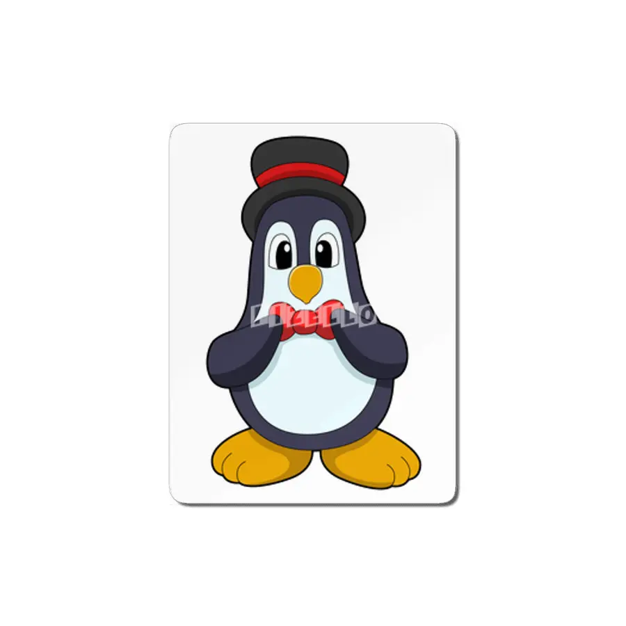 Penguin as Groom with Ribbon & Hat MDF Tablo