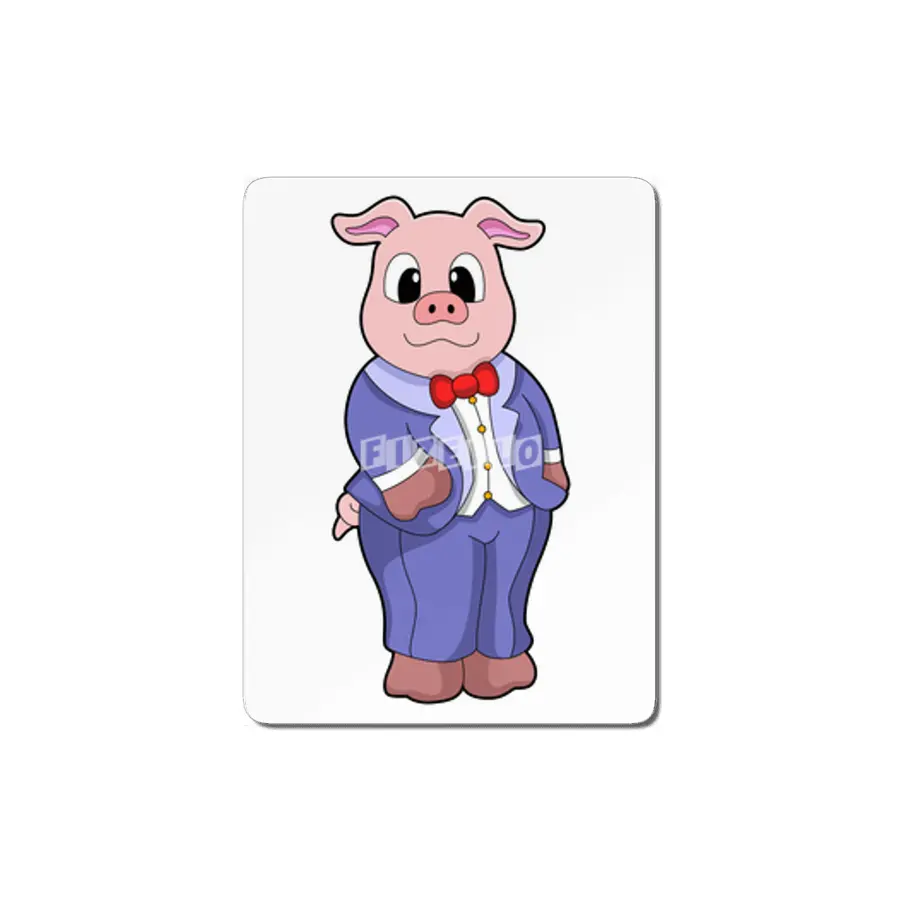 Pig as Groom with Suit MDF Tablo