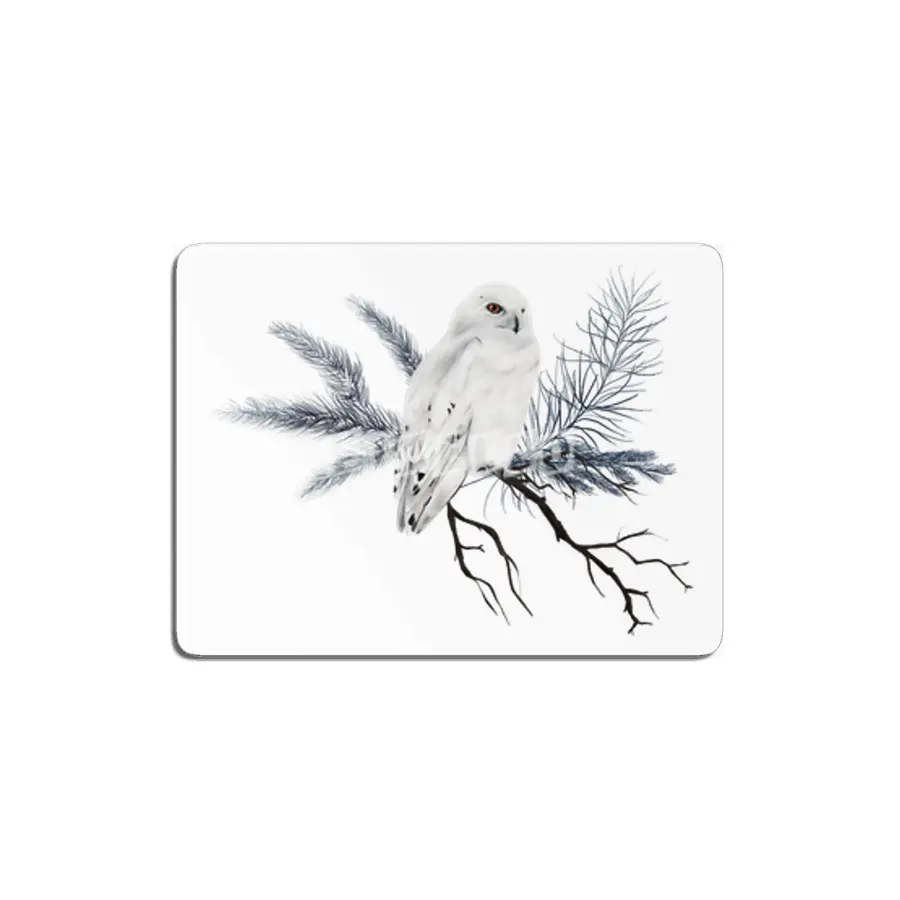 An illustration of a winter white owl MDF Tablo