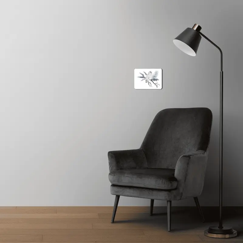 An illustration of a winter white owl MDF Tablo