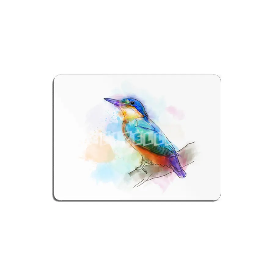 Colorful Kingfish bird, watercolor MDF Tablo