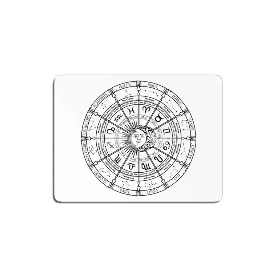 Astrology Wheel - Black Lettering MDF Tablo
